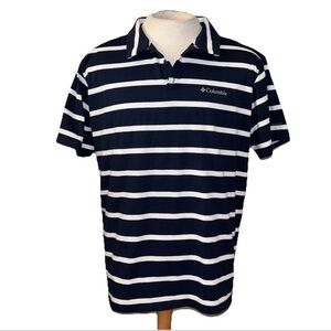 Columbia Men's Navy White Stripe Omni-Wick Sun Trek‎ Polo, UPF 50, Size XL